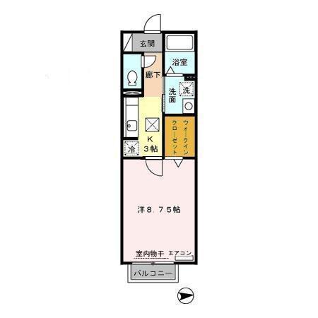 セジュール小倉JT(1K/1階)の間取り写真