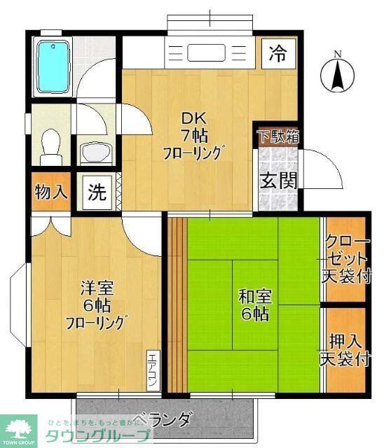 メゾンプラティークA棟(2DK/2階)の間取り写真