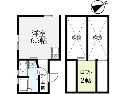 ブランボヌール矢向(ワンルーム/1階)の間取り写真