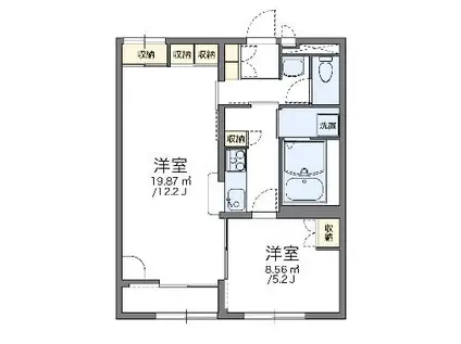 レオパレスアンジェ(1LDK/2階)の間取り写真