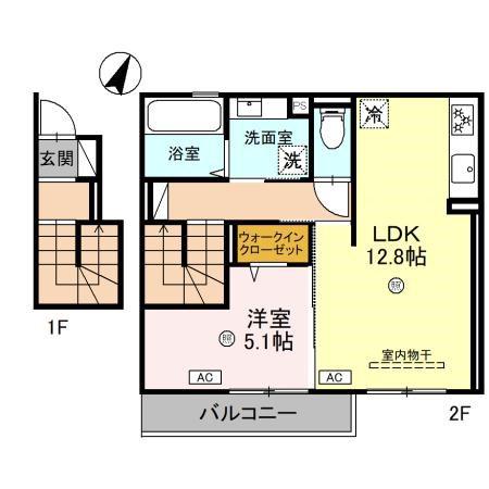タウンさらII(1LDK/2階)の間取り写真