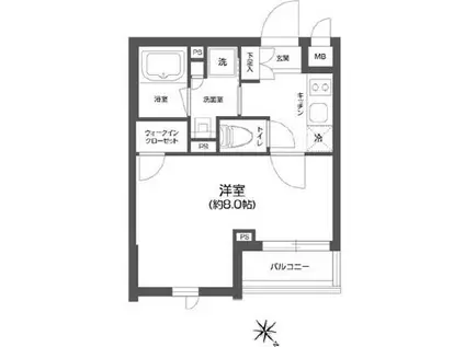 GRAN PASEO 四谷若葉 グランパセオ 四谷若葉(1K/1階)の間取り写真