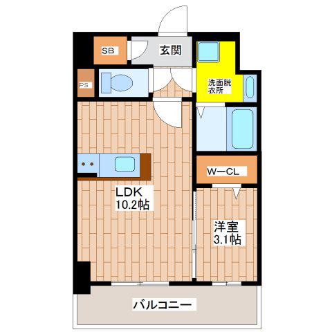 ベルンガーデン林寺(1LDK/5階)の間取り写真