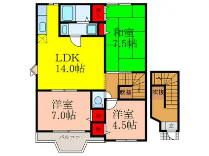 ソレアードI(3LDK/2階)の間取り写真