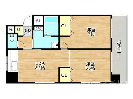 フルリールトウラ(2LDK/5階)の間取り写真