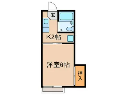 宮山ハイツ(1K/2階)の間取り写真