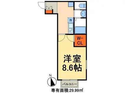 キャメル柏たなか2E(1K/2階)の間取り写真