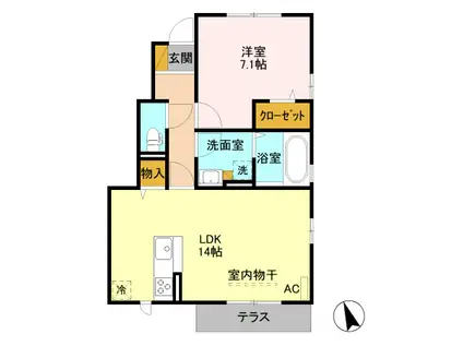 ステラマリスA 龍舞町(1LDK/1階)の間取り写真