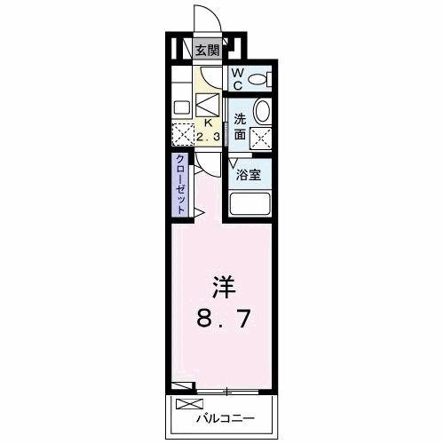 YSアビタシオン青柳(1K/1階)の間取り写真