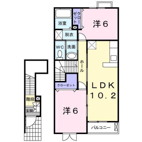 メゾンドリカムII(2LDK/2階)の間取り写真