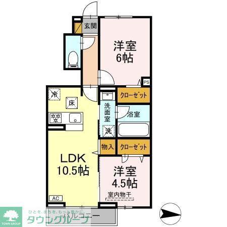ラプエルタ(2LDK/1階)の間取り写真