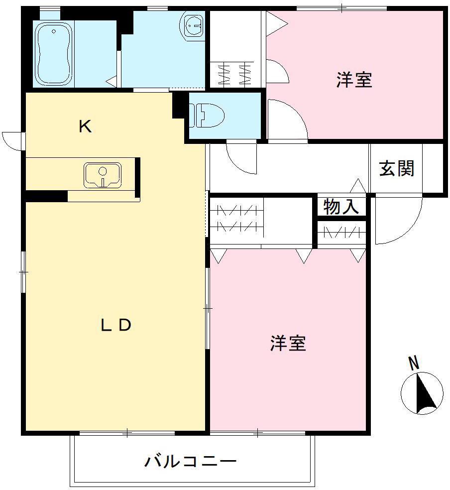 DAIKENN浜寺南町I棟(2LDK/2階)の間取り写真