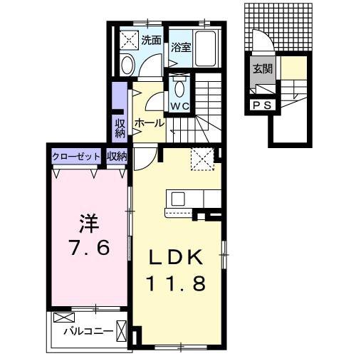 プエルタIII(1LDK/2階)の間取り写真