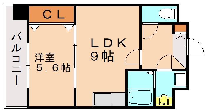 竪町センタービル(1LDK/7階)の間取り写真