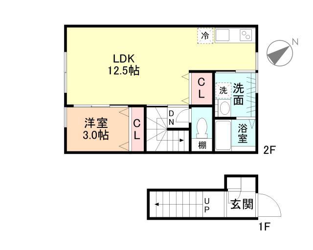 CHATONII(1LDK/2階)の間取り写真