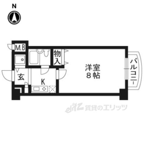 パラドール伏見(1K/7階)の間取り写真