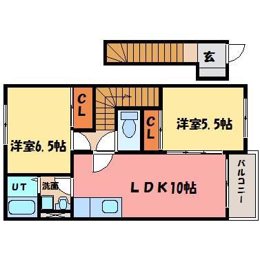 アンソレイエ(2LDK/2階)の間取り写真