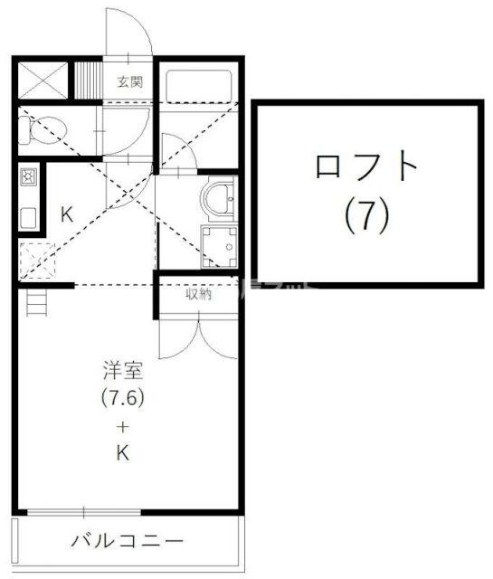 ララヒルズ PART1(ワンルーム/2階)の間取り写真