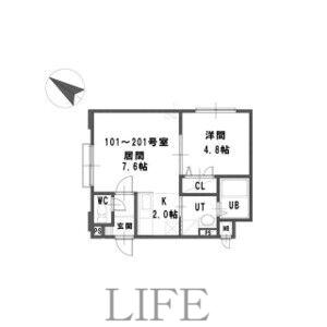 ルミエール栄通南(1LDK/1階)の間取り写真