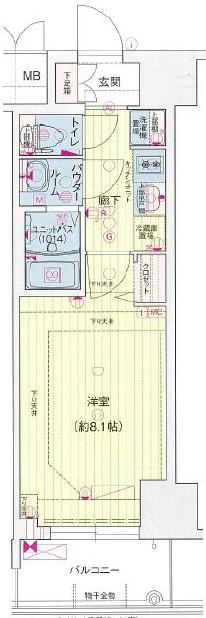 プレサンス谷町九丁目駅前(1K/5階)の間取り写真