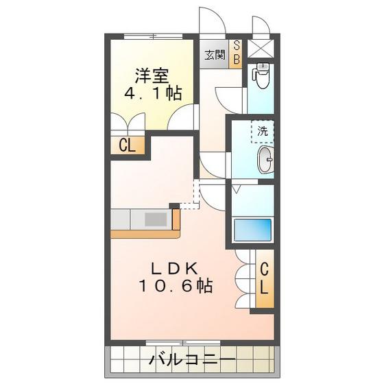 ヴァン パイン コートA棟(1LDK/1階)の間取り写真