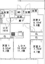 CINQ IWASE BLD(3LDK/11階)の間取り写真