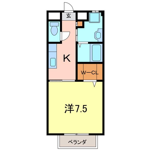 エイトブリッジB(1K/1階)の間取り写真