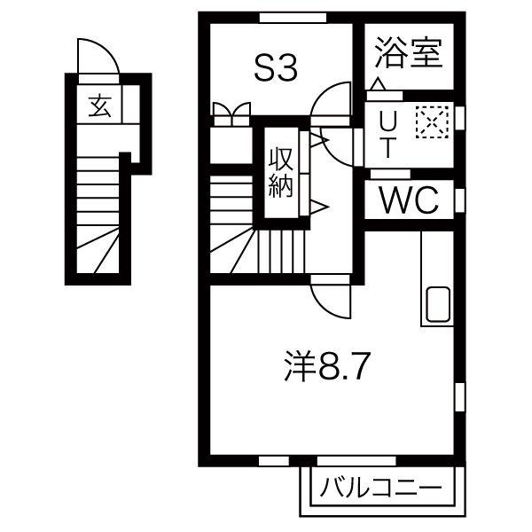 カーサセレステ(1SK/2階)の間取り写真