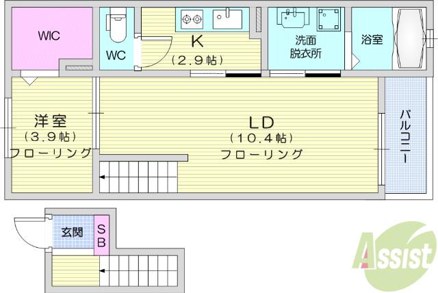 アルカンシェルA棟(1LDK/4階)の間取り写真