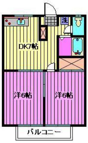 パインハイツ(2DK/2階)の間取り写真