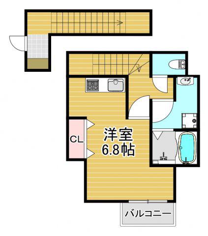 グリーンサイド野田(1K/2階)の間取り写真