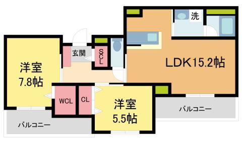 AZURE 天道町(2LDK/2階)の間取り写真