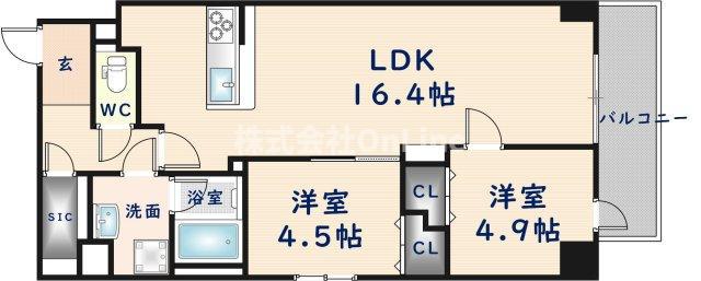 プレサンスNEO新深江リュミエル(2LDK/10階)の間取り写真