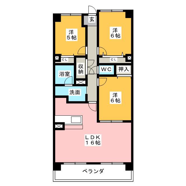 コート梅ヶ丘(3LDK/6階)の間取り写真