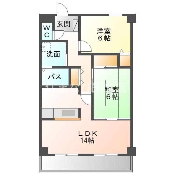 サザンクロス(2LDK/5階)の間取り写真