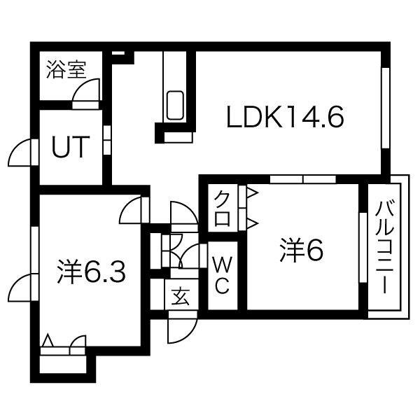 ウィスタリアII(2LDK/3階)の間取り写真