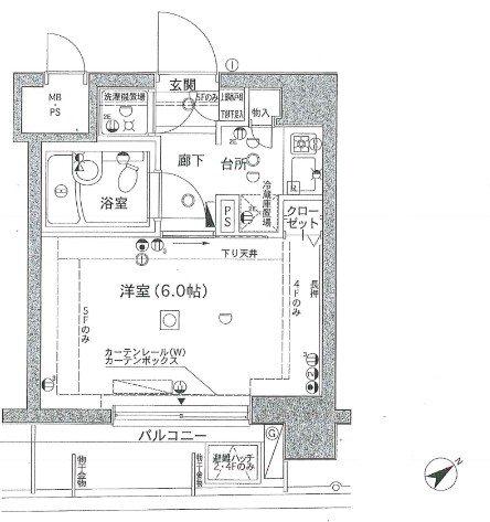 エクセリア後楽園(1K/5階)の間取り写真