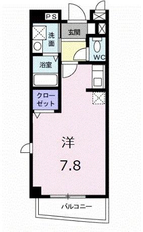プリムローズI(ワンルーム/3階)の間取り写真
