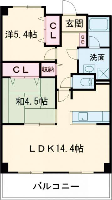 シャインコート(2LDK/1階)の間取り写真