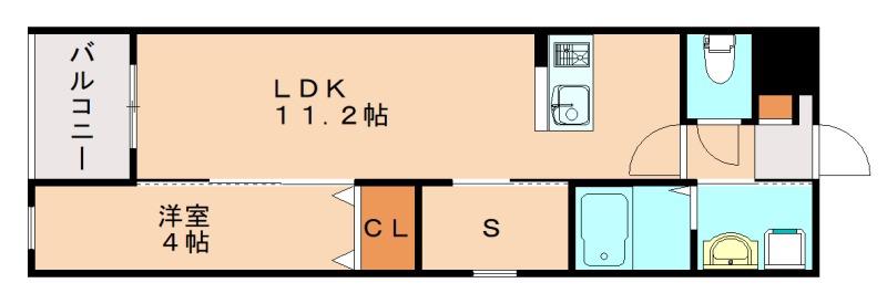 CUBE SUCRE内橋(1LDK/3階)の間取り写真