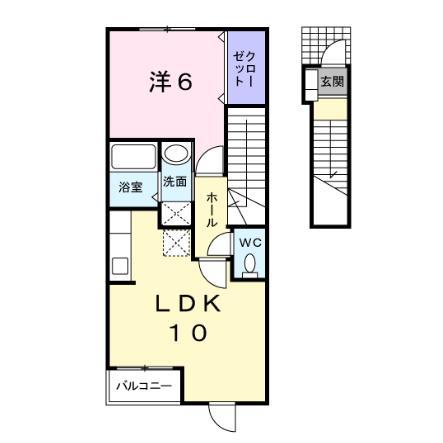 PRIM ROSEF(1LDK/2階)の間取り写真