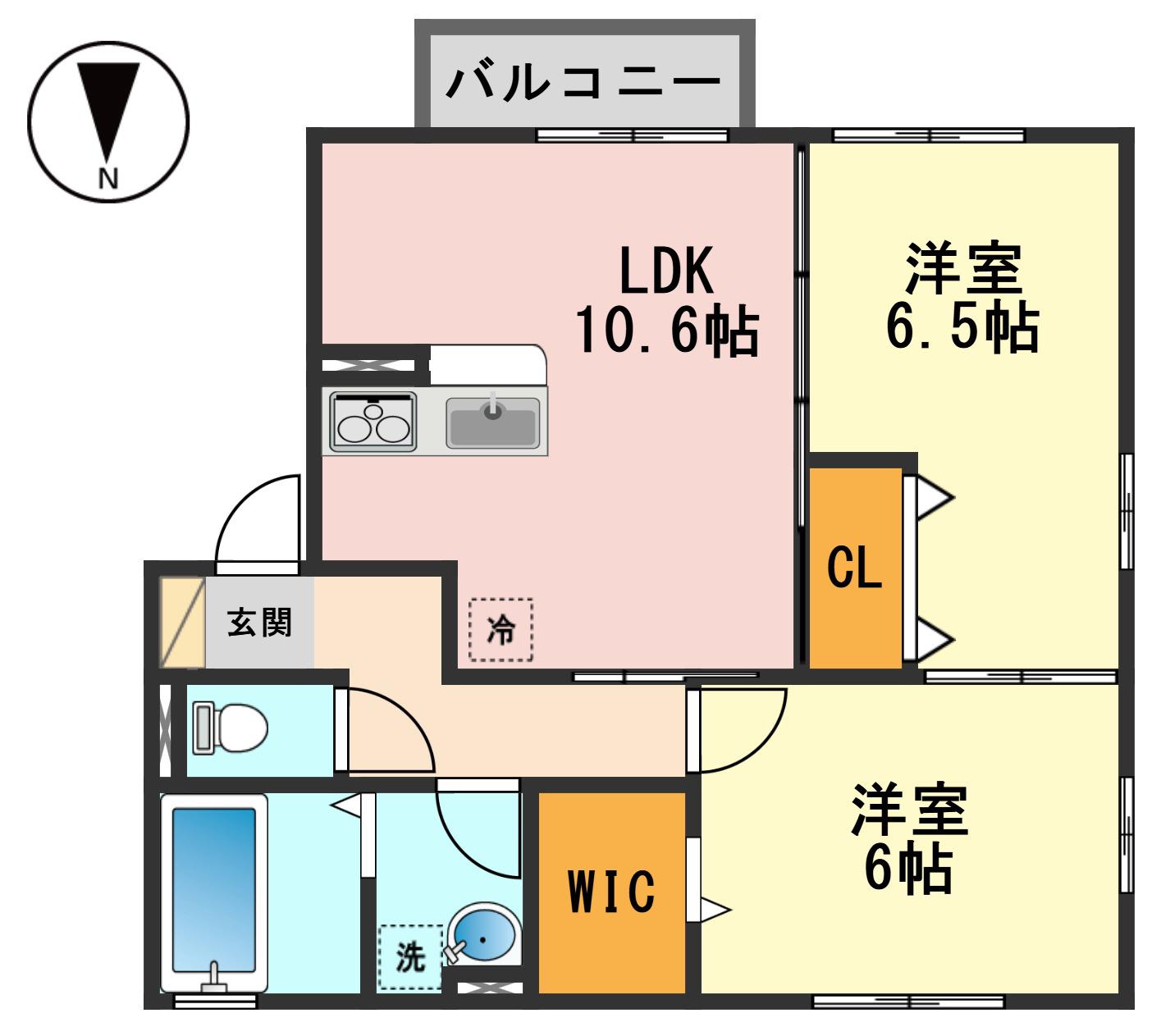 クローバーハウス(2LDK/1階)の間取り写真