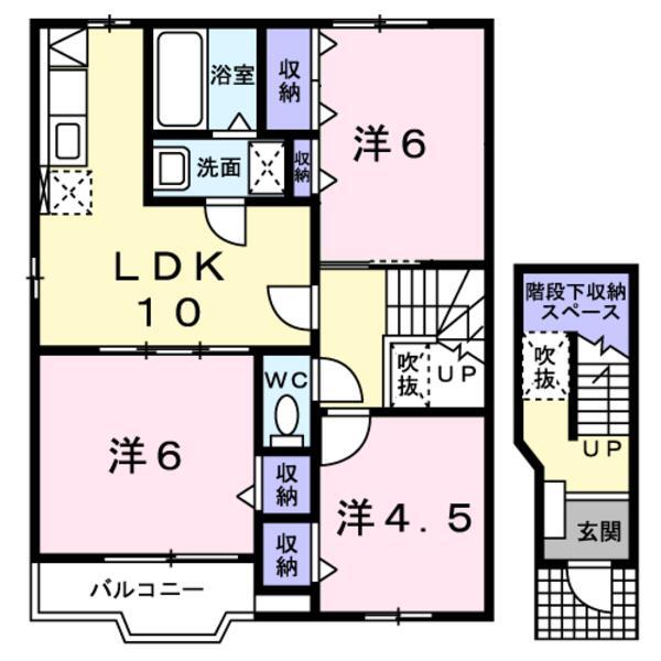 セレノブリッサB(3LDK/2階)の間取り写真
