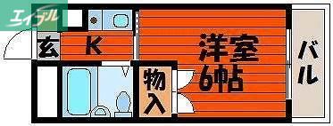 CASA大元(1K/4階)の間取り写真