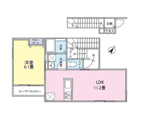 ザ ハウス ニシ ハチオウジ(1LDK/2階)の間取り写真