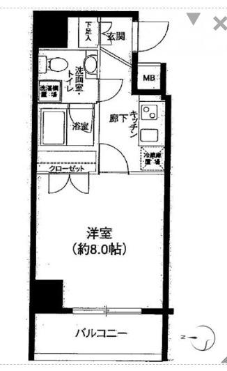 アイムズ芝大門(1K/2階)の間取り写真