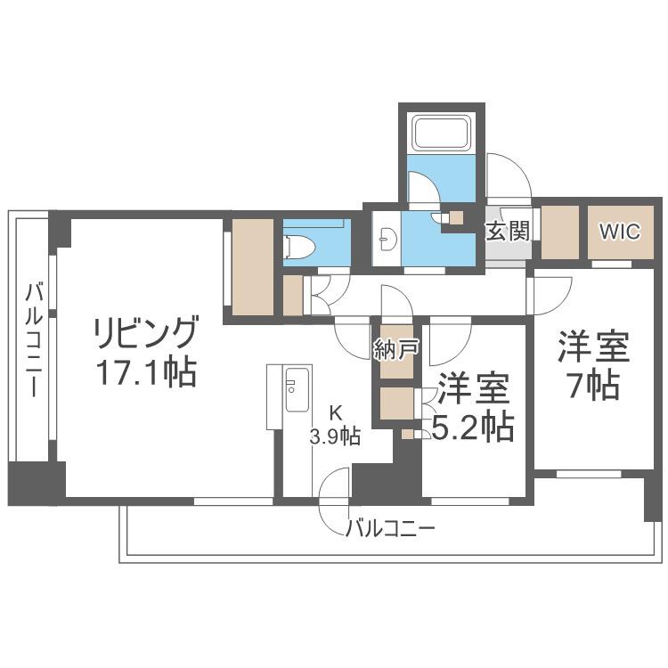 シティタワー札幌(2LDK/10階)の間取り写真