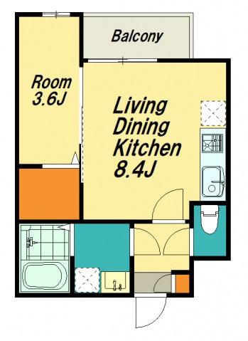 スマイルレジデンス三筋北館(1LDK/2階)の間取り写真