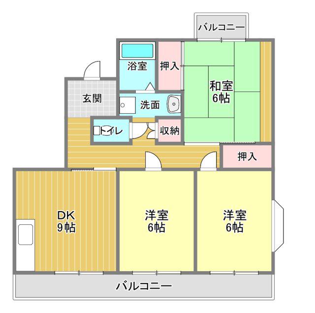 パレス富塚(3LDK/3階)の間取り写真
