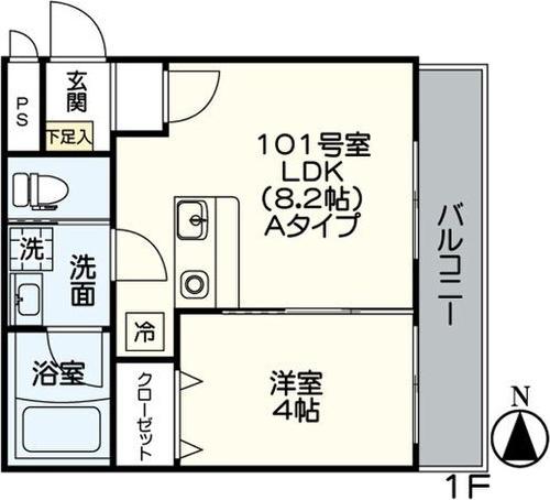 SQUARE志賀本通(1LDK/3階)の間取り写真